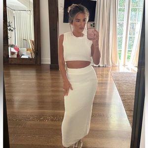 Kittenish Serenity Knit Set, Midi Skirt + Crop Knit Sweater